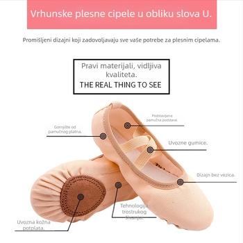 Dječje plesne cipele s mekom potplatom, platnene baletanke za djecu