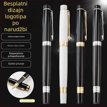 Crna metalna pero za potpis s graviranim logom – poklon pero