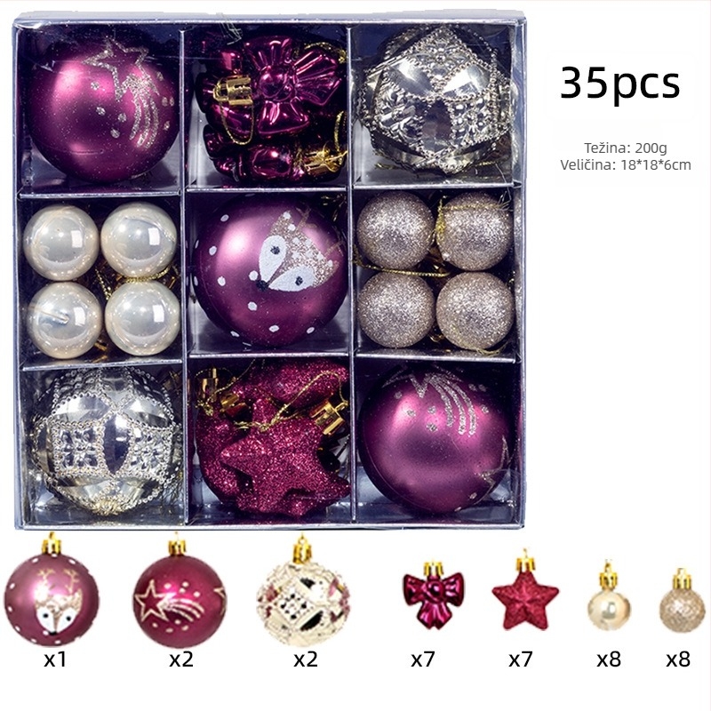 Set od 35 božićnih kuglica za božićno drvce