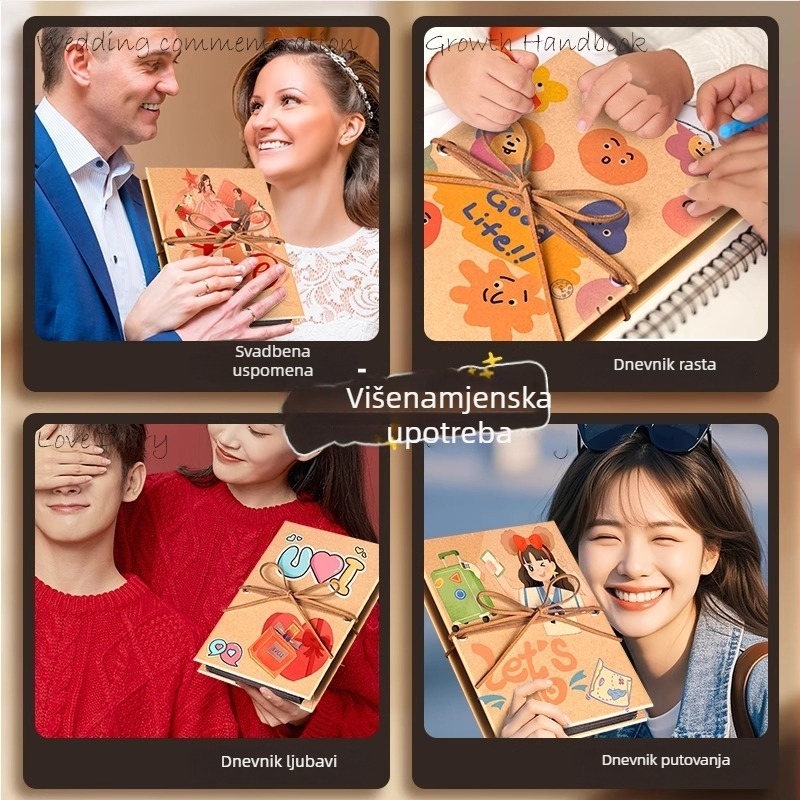 Harmonika pop-up knjiga, ručno izrađena DIY, foto-album uspomena za parove i prijateljice, kreativan poklon, 52 unutarnjih stranica