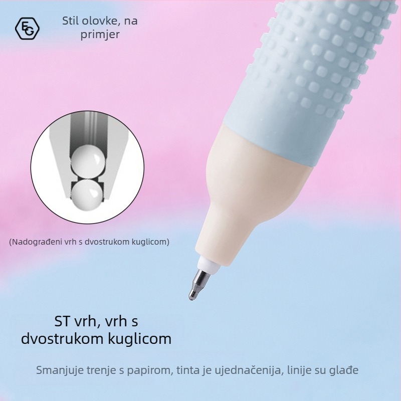 Gel olovka s twist mehanizmom i bojama u lizalica stilu, dopamin nijanse, za pripremu ispita, moderan izgled
