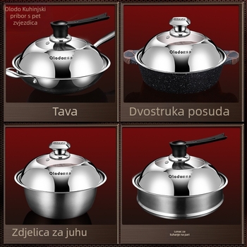 Poklop za lonac od nehrđajućeg čelika s staklenim umetkom, okrugli promjeru 34 cm, otporan na visoke temperature, za wok i velike posude