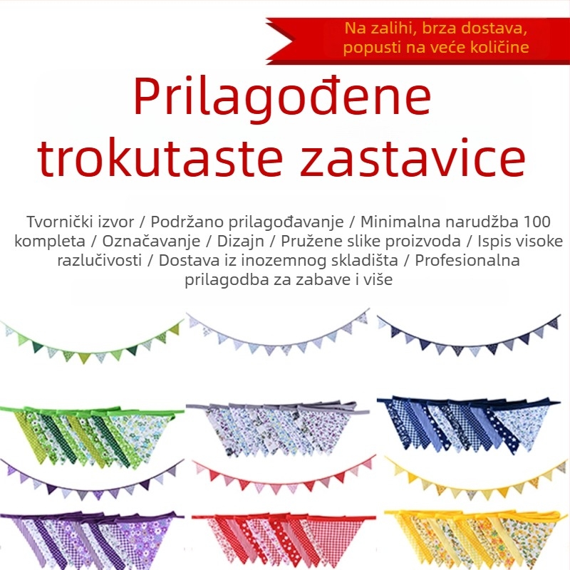Slatka girlanda za rođendan od 100% pamuka, za dječju sobu, trokutaste zastavice za vrtić dekor.