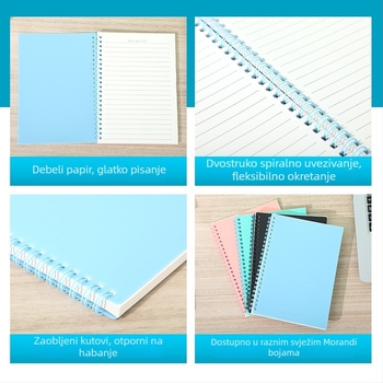 Korejskog stila minimalistički studentski bilježnica Morandi paleta, debeli A5 spiralni blok s linijskim stranicama
