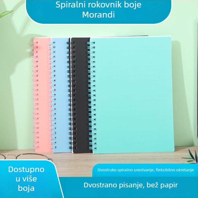 Korejskog stila minimalistički studentski bilježnica Morandi paleta, debeli A5 spiralni blok s linijskim stranicama