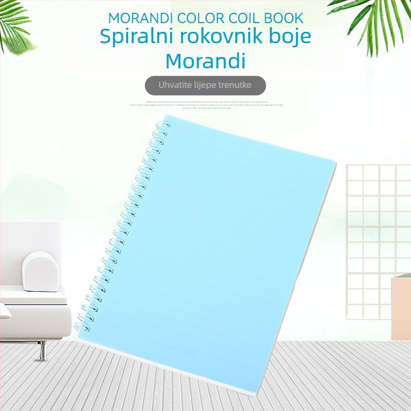 Korejskog stila minimalistički studentski bilježnica Morandi paleta, debeli A5 spiralni blok s linijskim stranicama