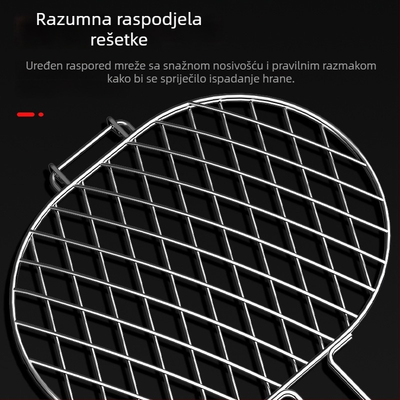 Dvostrani klip za roštilj od nehrđajućeg čelika – za ribu i meso, vanjski roštilj na ugljen, pogodan za četiri burgera