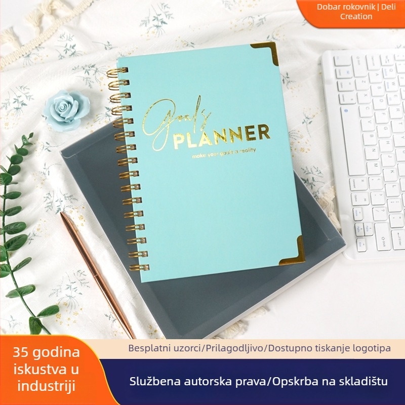2026 Englesko izdanje tjednog planera i dnevnika, spiralno uvez, format A5, 170 stranica