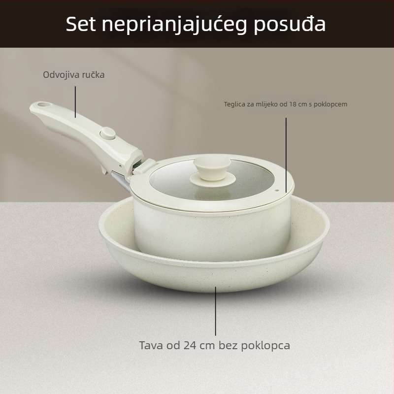 6-dijelni set posuda s odvojivim ručkama – neprijanjajuće posude od aluminija za kućnu upotrebu i kampiranje