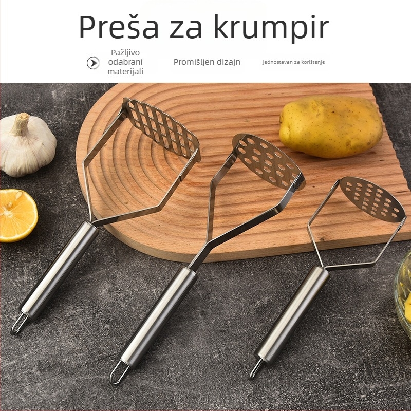 Kreativan set za kuhinju od nehrđajućeg čelika: lis za krumpire i alat za pire, za češnjak, slatki krumpir i bundevu