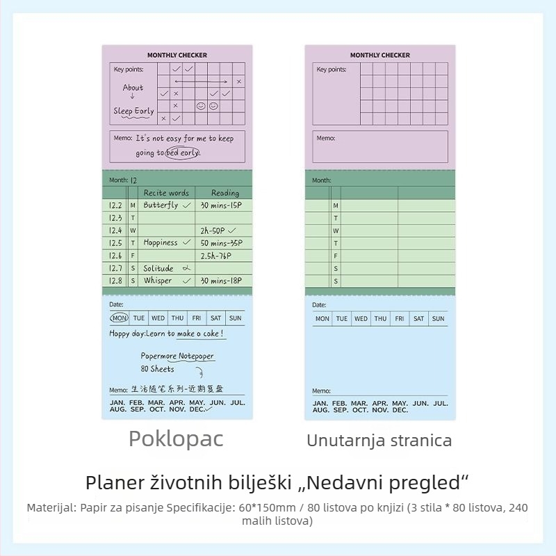 PaperMore bilježnica za pisanje — Serija Životnih Eseja, odtrhavajući minimalistički planer-memo papir u Insta stilu