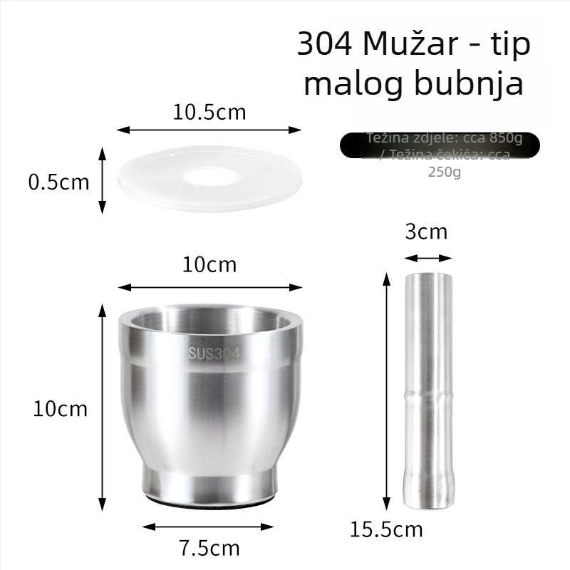 Češnjak od nehrđajućeg čelika 304, ručni mlin za češnjak, kuhinjski alat