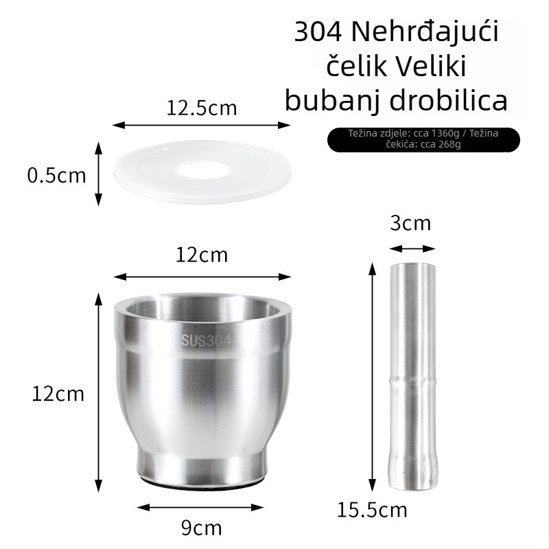 Češnjak od nehrđajućeg čelika 304, ručni mlin za češnjak, kuhinjski alat