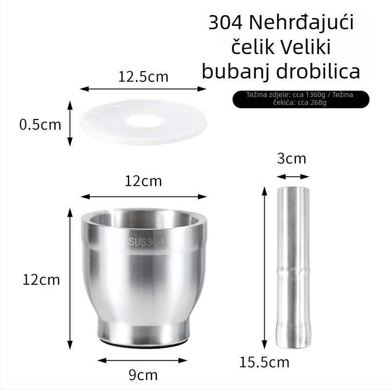 Češnjak od nehrđajućeg čelika 304, ručni mlin za češnjak, kuhinjski alat