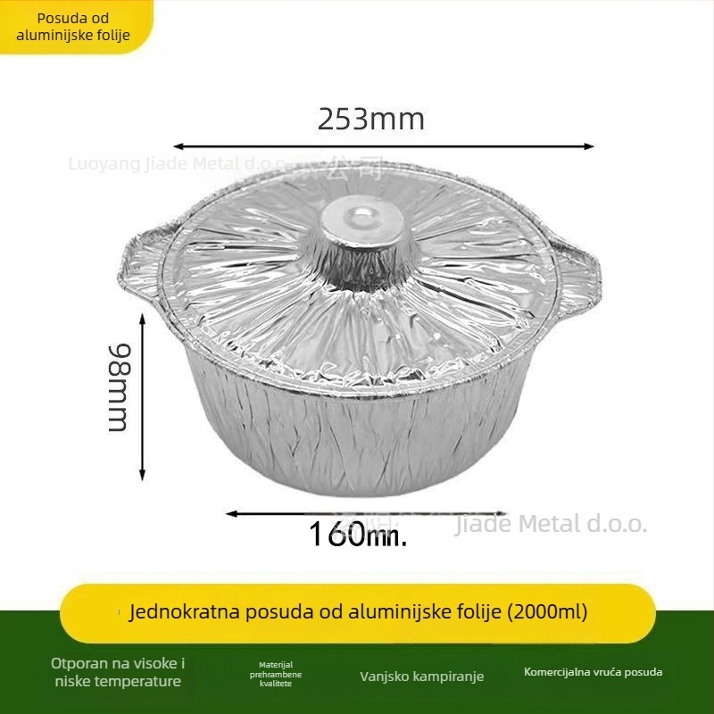 Jednokratna posuda od aluminijskog folije za kuhanje na otvorenom i kampiranje