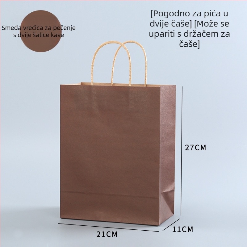 Torba od kraft papira s toplinskim otiskom za torte, kolače i deserte; pakiranje za takeaway mliječni čaj; luksuzna darovna torba