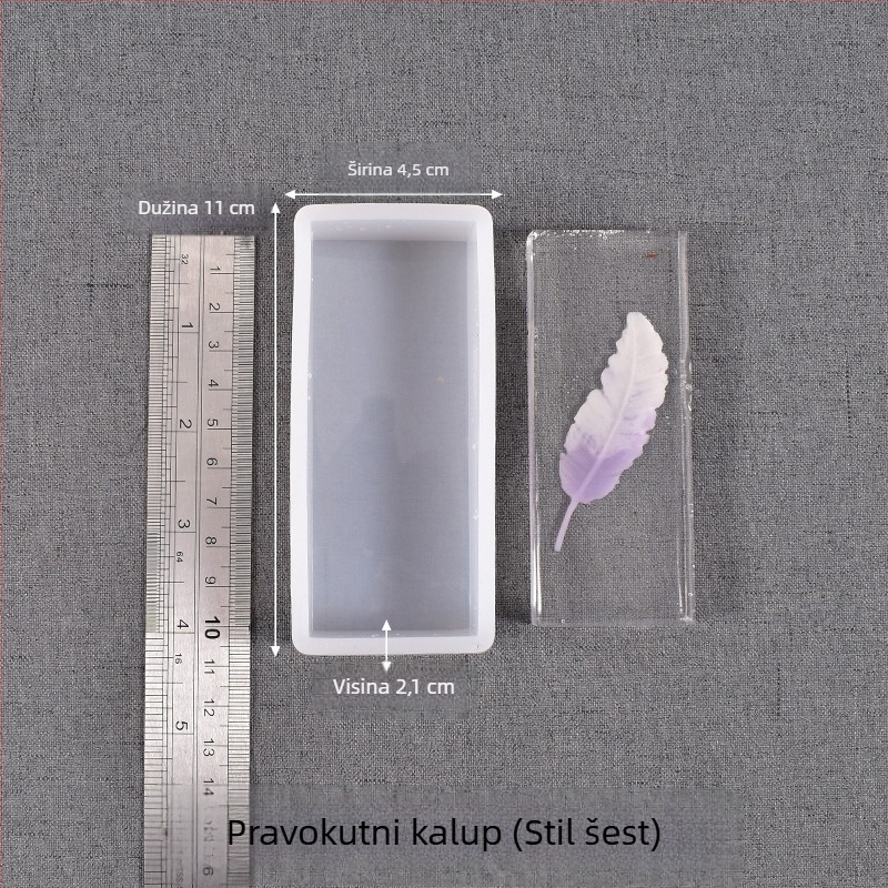 DIY silikonska forma za kristalnu smolu — pravokutni uzorak za insekte, biljke i cvijeće, kvadratni oblik s oglednim završetkom