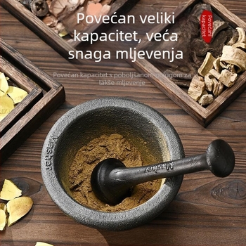 Mojar od lijevanog željeza za češnjak s pestalom, tradicionalni ručni kuhinjski alat za kuhanje češnjaka