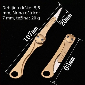 Mesing mini sklopivi nož s otvaračem kutija, višenamjenski nož i rezač papira, kompaktni nož za ključeve