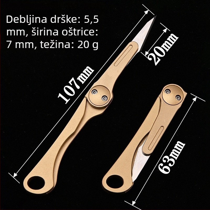 Mesing mini sklopivi nož s otvaračem kutija, višenamjenski nož i rezač papira, kompaktni nož za ključeve