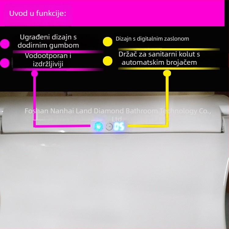 Jednokratni poklop za WC s digitalnim zaslonom i automatskom zamjenom