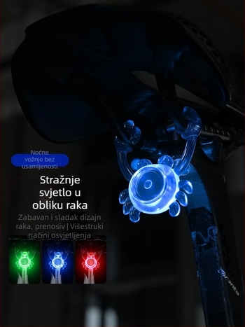 Stražnja svjetiljka za bicikl inspirirana krabom, za noćnu vožnju, vodootporna, dugotrajna baterija, za MTB i cestovne bicikle