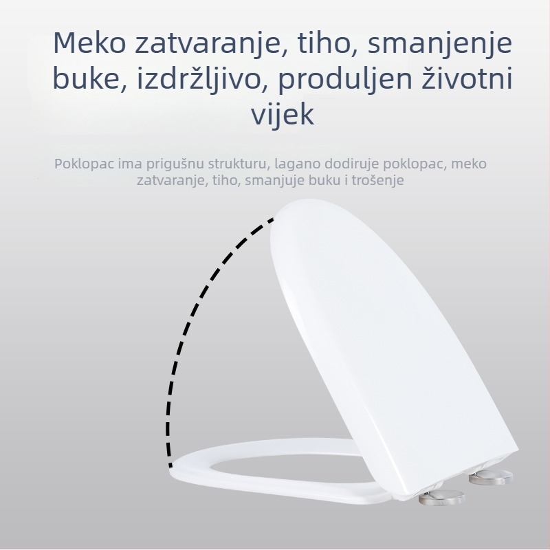Antibakterijski i otporan na plijesan poklopac za WC, univerzalno za kućnu upotrebu, jači prsten od urea-formaldehida, tiho zatvaranje poklopca