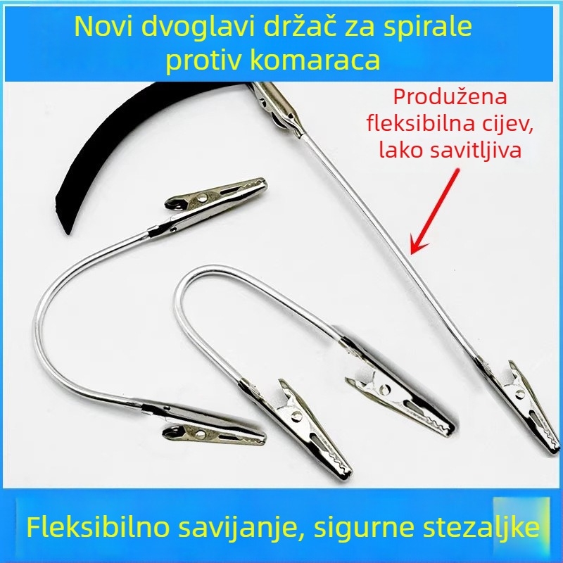 Dvolučni držač za komarce: metalni klip za vizitke, univerzalni krokodil klip, držač štapića za miris, klipsa i produžena fleksibilna cijev