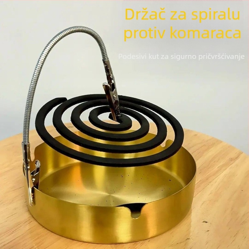 Dvodjelni držač moskitnih spirala, nehrđajući čelik, klipsa u obliku krokodila, nosač za mirisnu lampicu