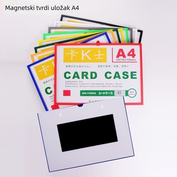 Magnetske PVC futrole za kartice, veličine A4, A3 i A6; torba za datoteke za ploču bijele boje A5; oznake polica 501-502
