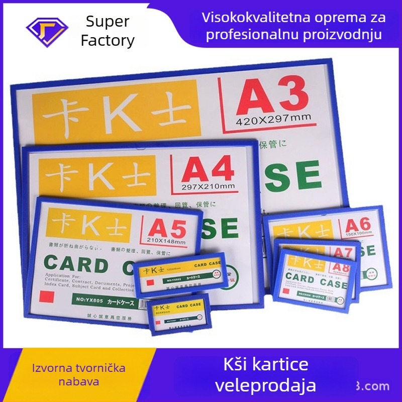 Magnetske PVC futrole za kartice, veličine A4, A3 i A6; torba za datoteke za ploču bijele boje A5; oznake polica 501-502