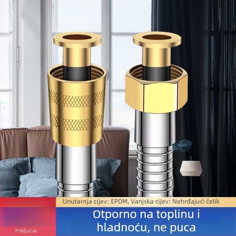 Tuš šipka od nehrđajućeg čelika, velikog promjera, duljine 1,5–2 m, ojačana za visoki tlak, otporna na pucanje, visok protok vode