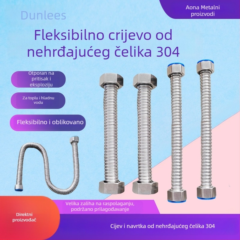 Kratka spojka od nehrđajućeg čelika 304 za solarnu toplu i hladnu vodu, ulaz i izlaz, fleksibilno metalno crijevo