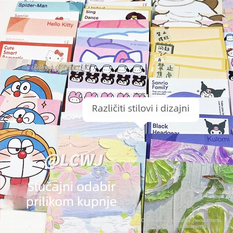 Velika kolekcija ljepljivih bilježaka u kutiji iznenađenja – mješoviti paket za učenike
