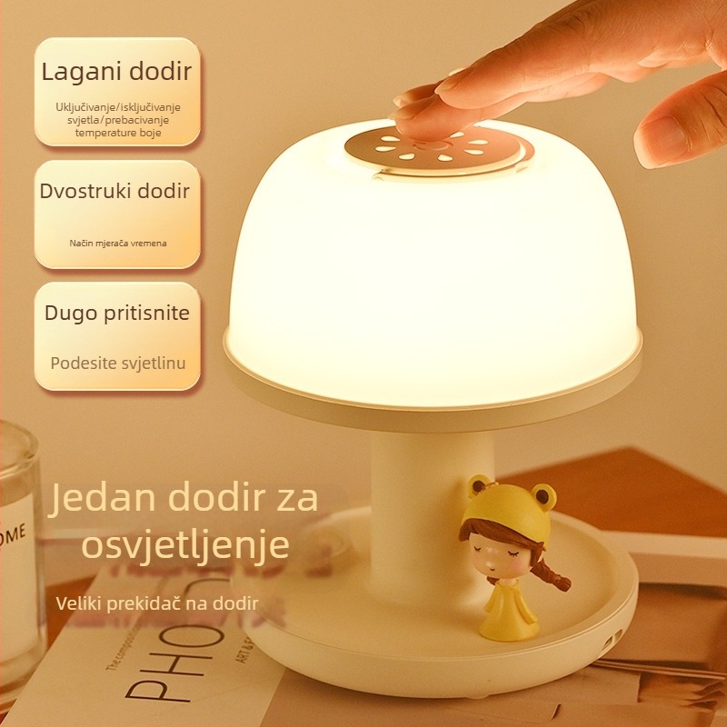 Prijenosna noćna svjetiljka za spavaću sobu s ugrađenom baterijom, dodirni upravljač, tri razine tajmera, prijenosna lampica