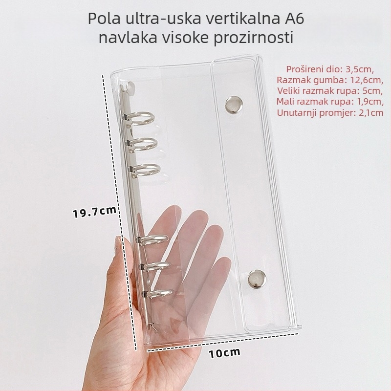 Korejskog stila uska A6 naslovnica s dvostrukim kopčama, prozirnim glitter albumom za kartice i planerom s četiri zone