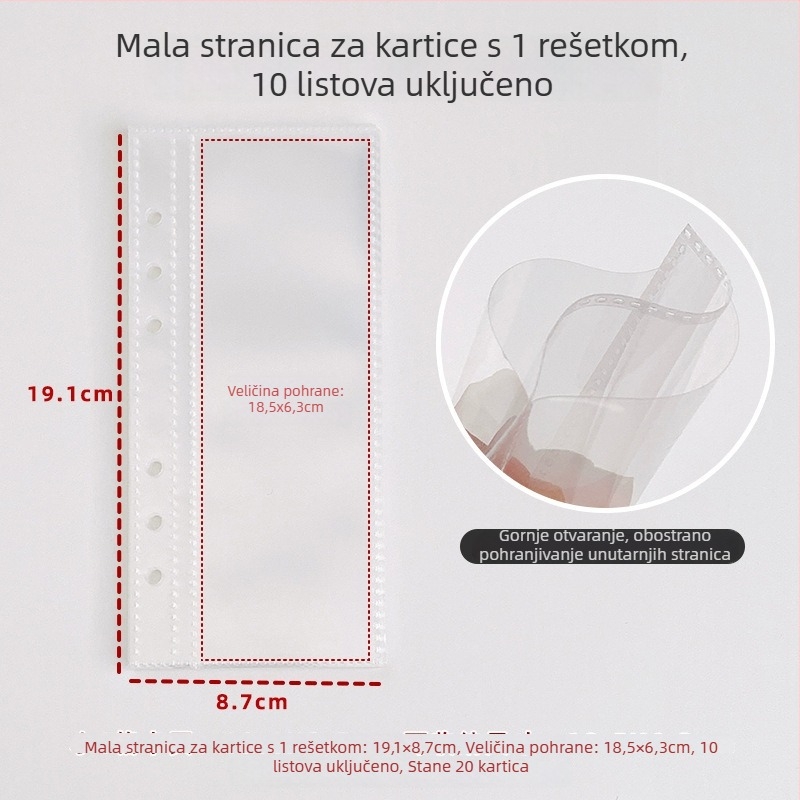 Korejskog stila uska A6 naslovnica s dvostrukim kopčama, prozirnim glitter albumom za kartice i planerom s četiri zone