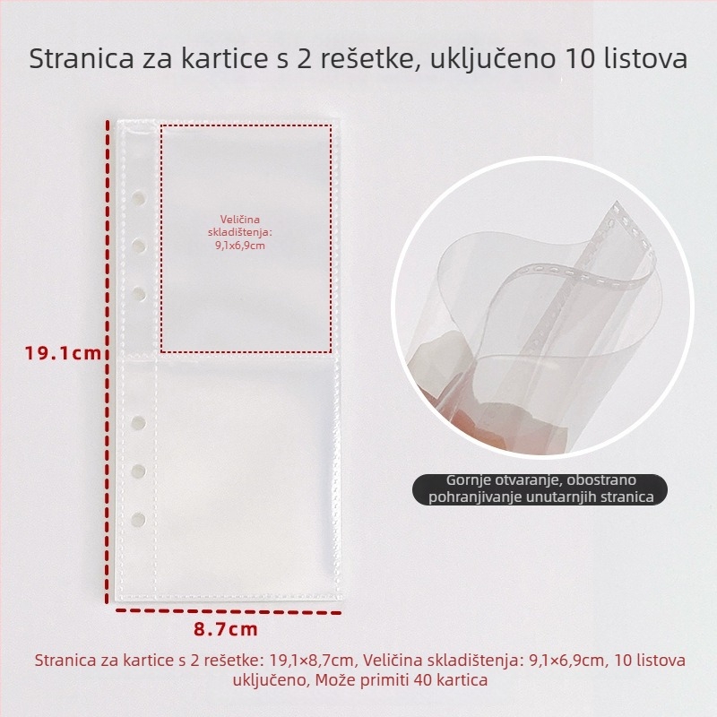 Korejskog stila uska A6 naslovnica s dvostrukim kopčama, prozirnim glitter albumom za kartice i planerom s četiri zone
