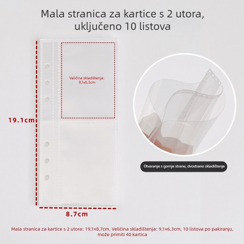 Korejskog stila uska A6 naslovnica s dvostrukim kopčama, prozirnim glitter albumom za kartice i planerom s četiri zone