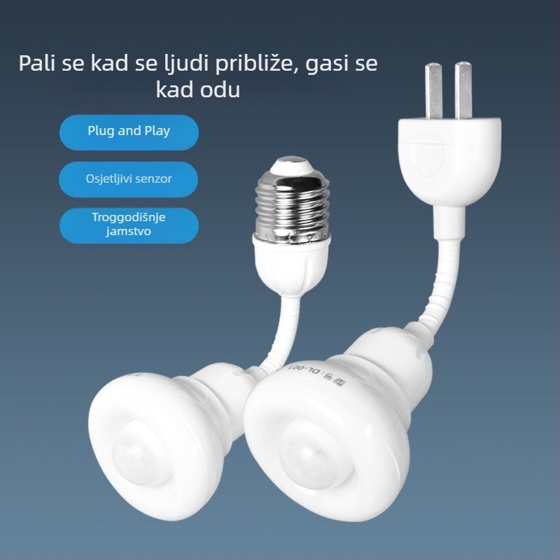 LED noćna lampica s infracrvenim senzorom pokreta, štedna, kontrolirano osvjetljenje, priključna utičnica, za stepenice i hodnike