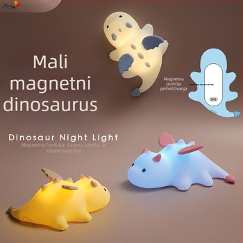 Magnetsko noćno svjetlo u obliku dinosaura, silikonska LED lampica, punjiva