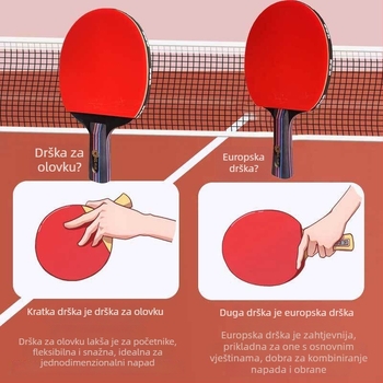 Paleta za stolni tenis s deset zvjezdica, dvostrano crno-crvena invertna guma, debela ploča reketa, visoka elastičnost i viskoznost gume, za odrasle i učenike