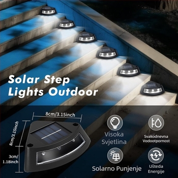 Cvjetno oblikovane solarne lampe za vrtne stepenice, vodootporne, dekorativno rasvjetno osvjetljenje za put i stepenice, sa senzorom svjetla