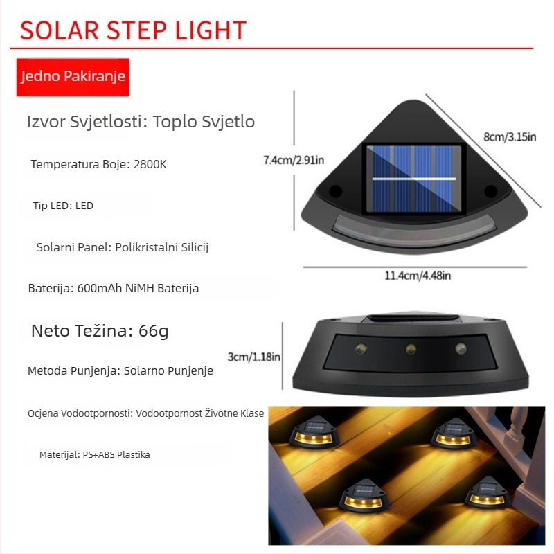 Cvjetno oblikovane solarne lampe za vrtne stepenice, vodootporne, dekorativno rasvjetno osvjetljenje za put i stepenice, sa senzorom svjetla
