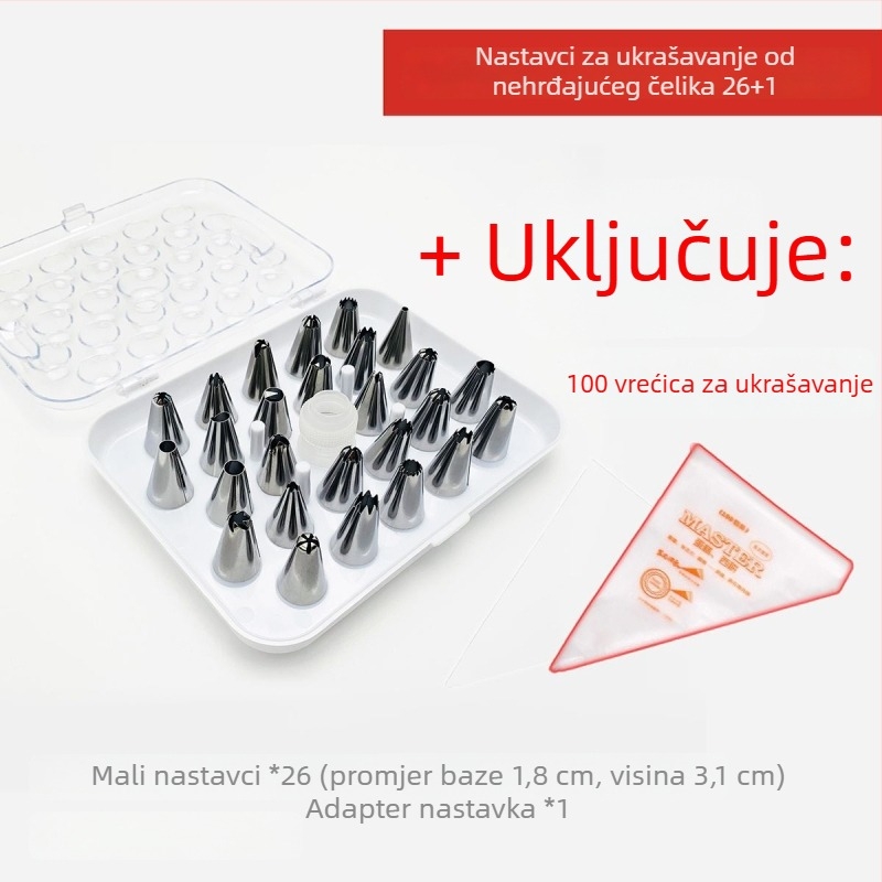 Potpuni set vrhova za ukrašavanje i alata, set vrhova za ukrašavanje, vrećica za ukrašavanje s kremom, za dječju hranu, velike i male veličine
