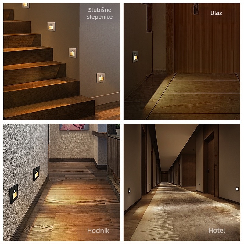 LED podna svjetiljka sa senzorom pokreta za stepenice i hodnike, ugrađena, s upravljanjem osvjetljenjem i zakašnjenim isključivanjem