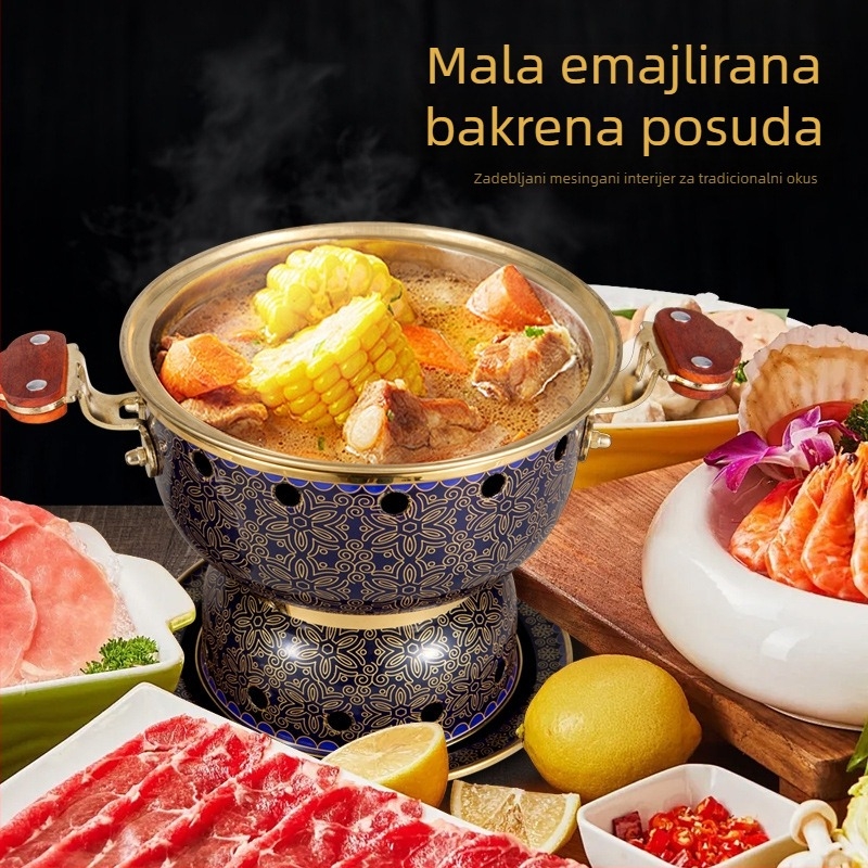 Kloisoné bakreni lonac za jednu osobu, emajlirani bakreni lonac za komercijalnu uporabu