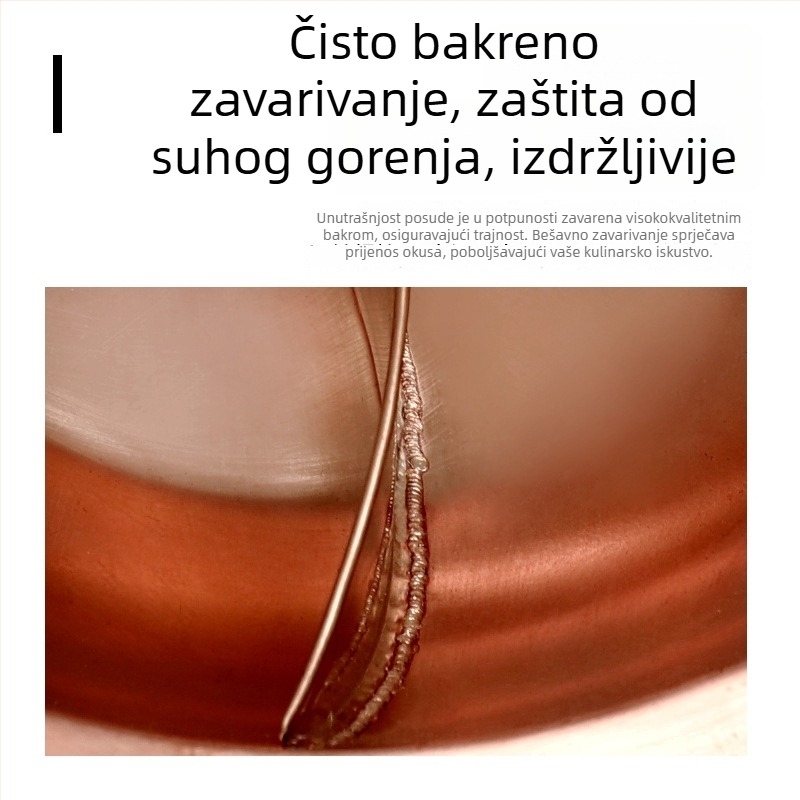 Bakreni lonac za vruće pote s dijelnikom za dvije arome, Sichuan tri okusa, lonac s dvjema ušima i debelim dnom, pogodan za plinski štednjak