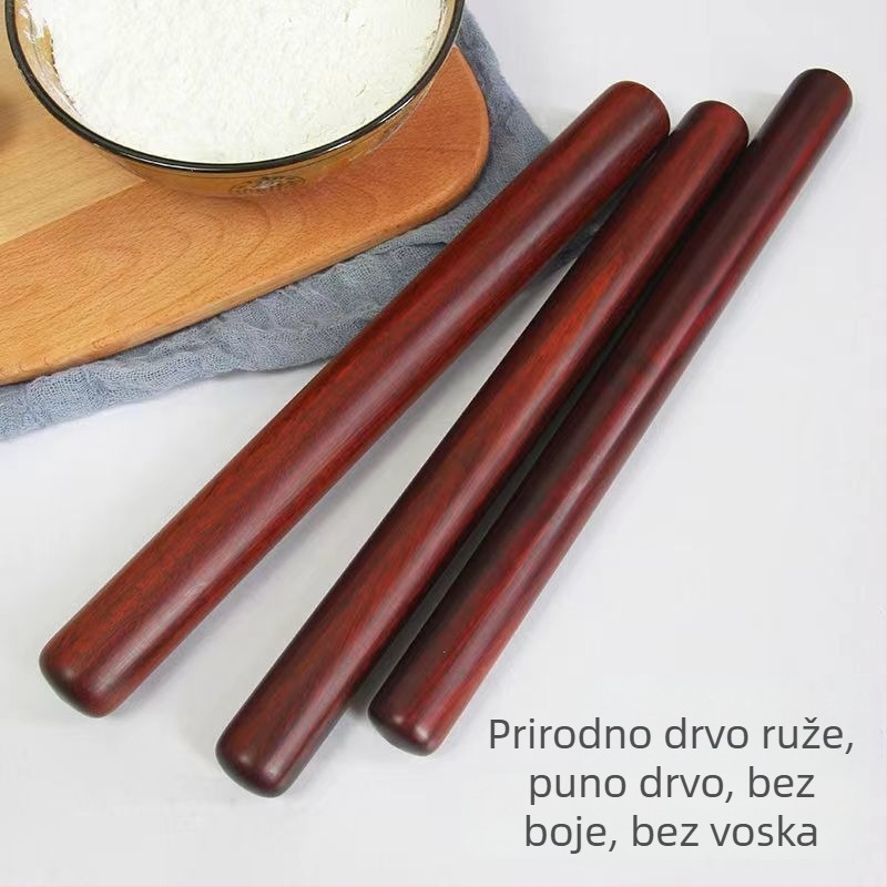 Valjak za tijesto od palisandrovog drveta s malim listovima, čvrsto drvo, za razvaljanje tijesta za gyozu, lepinje i rezance