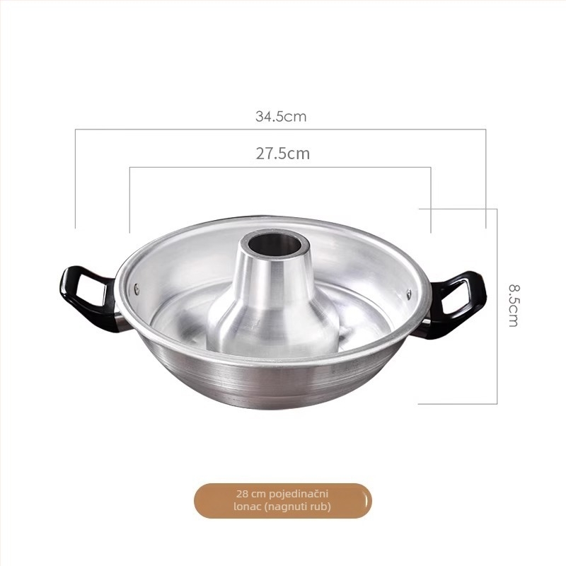 Wanzhou mini lonac za vruće pot s alkoholnim štednjakom — aluminijski lonac za hot pot, kapacitet 2,1–4 L